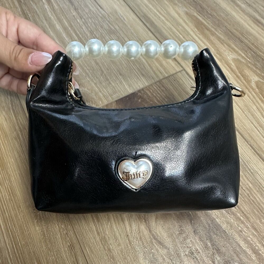 Juicy Couture Black Faux Leather Pearl Handle Mini Bag - Picture 1 of 8